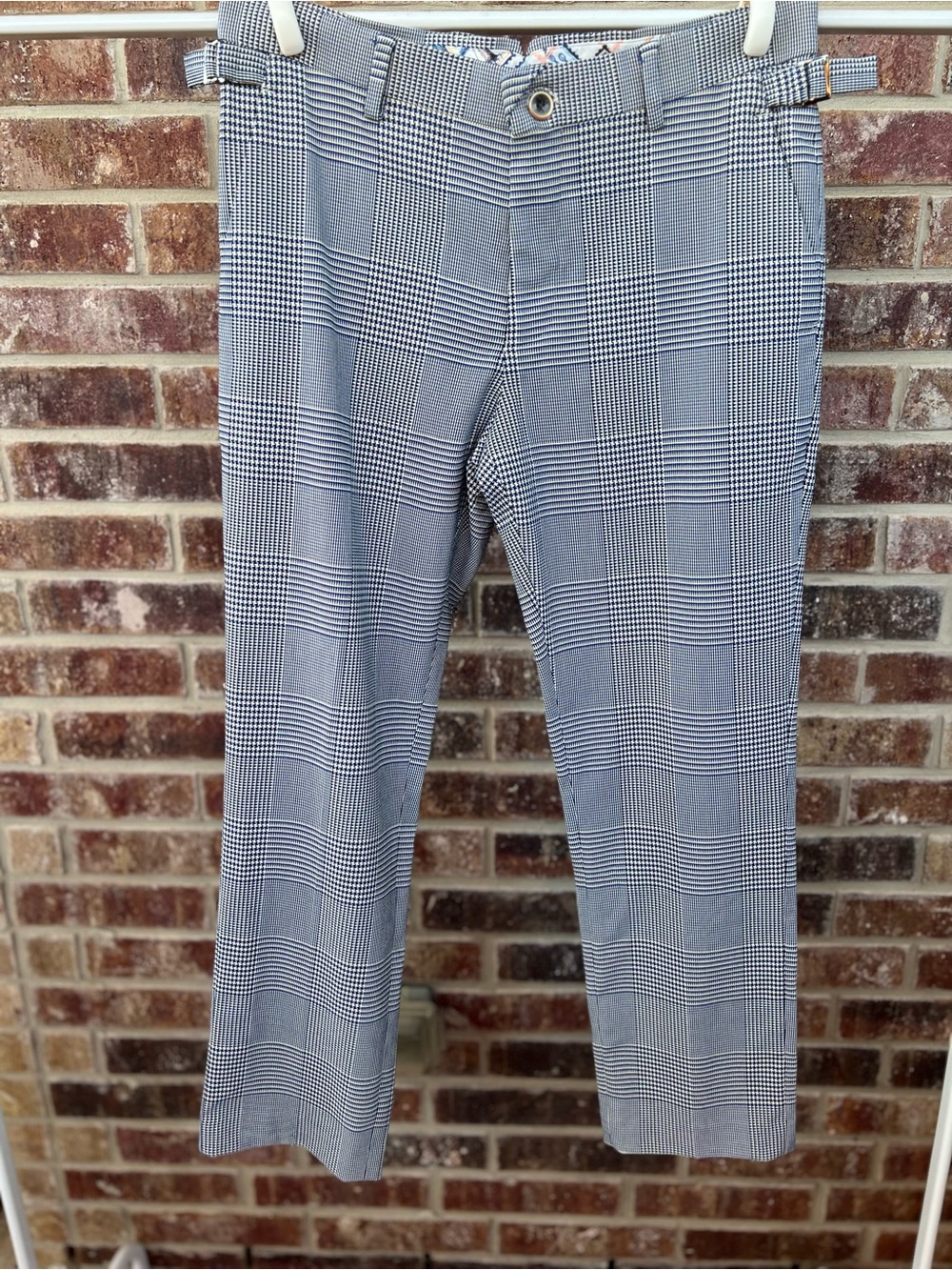 Murano Alex Fit Blue & White Houndstooth Check Dress Pants Size 33x30